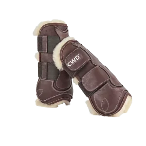 Velcro fetlock boots young horse with artificial sheepskin lining